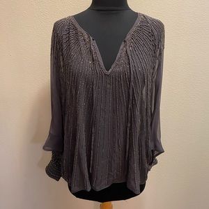 Parker Embellished Sheer Silk Top S
